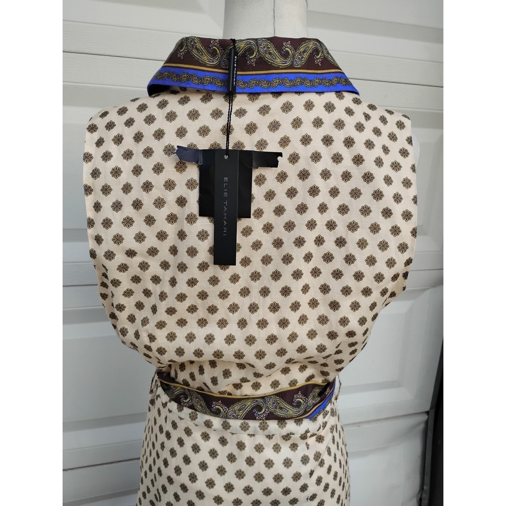 Ellie Tahari The Sienna Printed Ruffle Bottom Dress Size 10 NWT - Picture 5 of 7